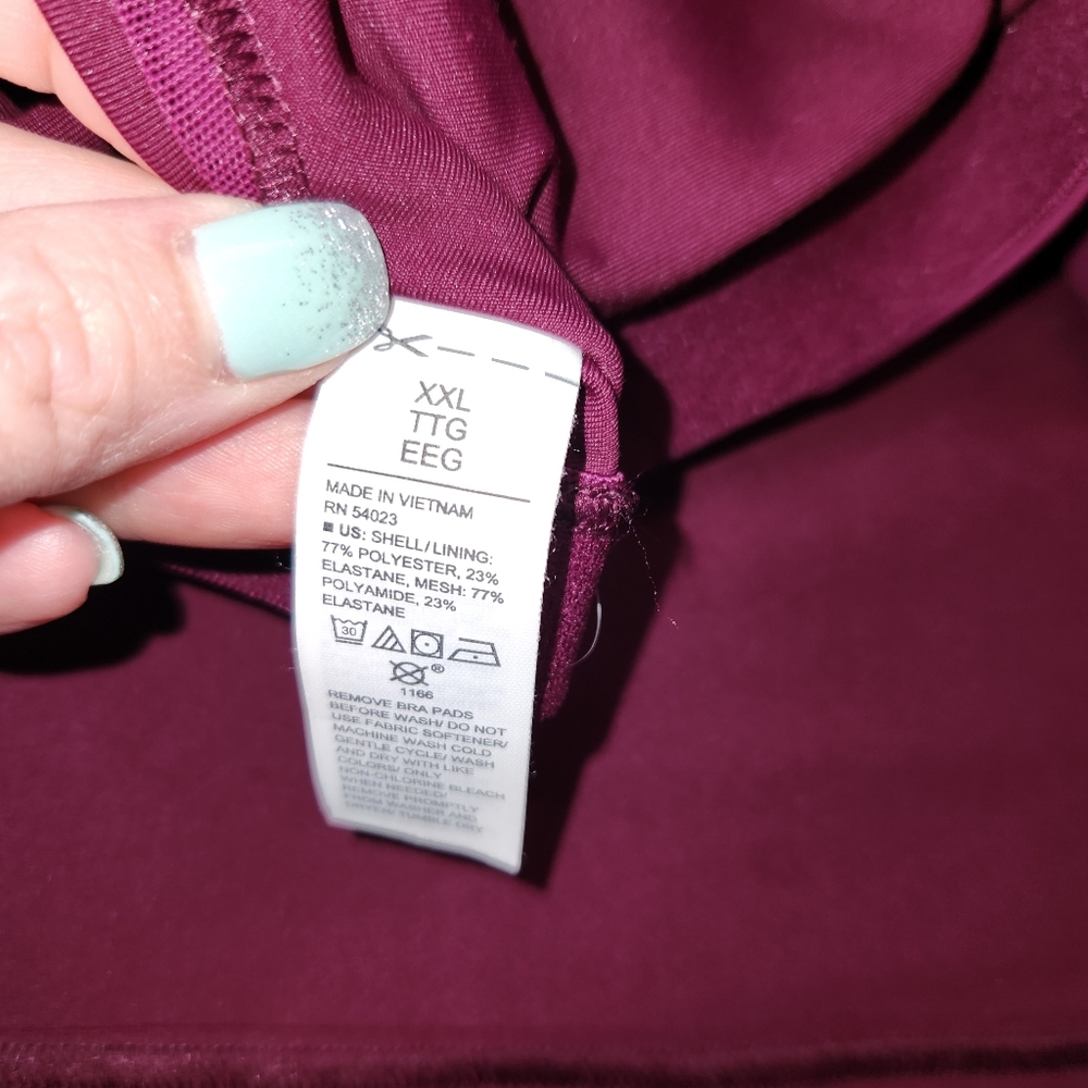 Old Navy Active Sports Bra Powersoft Light Support Built In Bra Purple/wine XXL - Picture 8 of 10